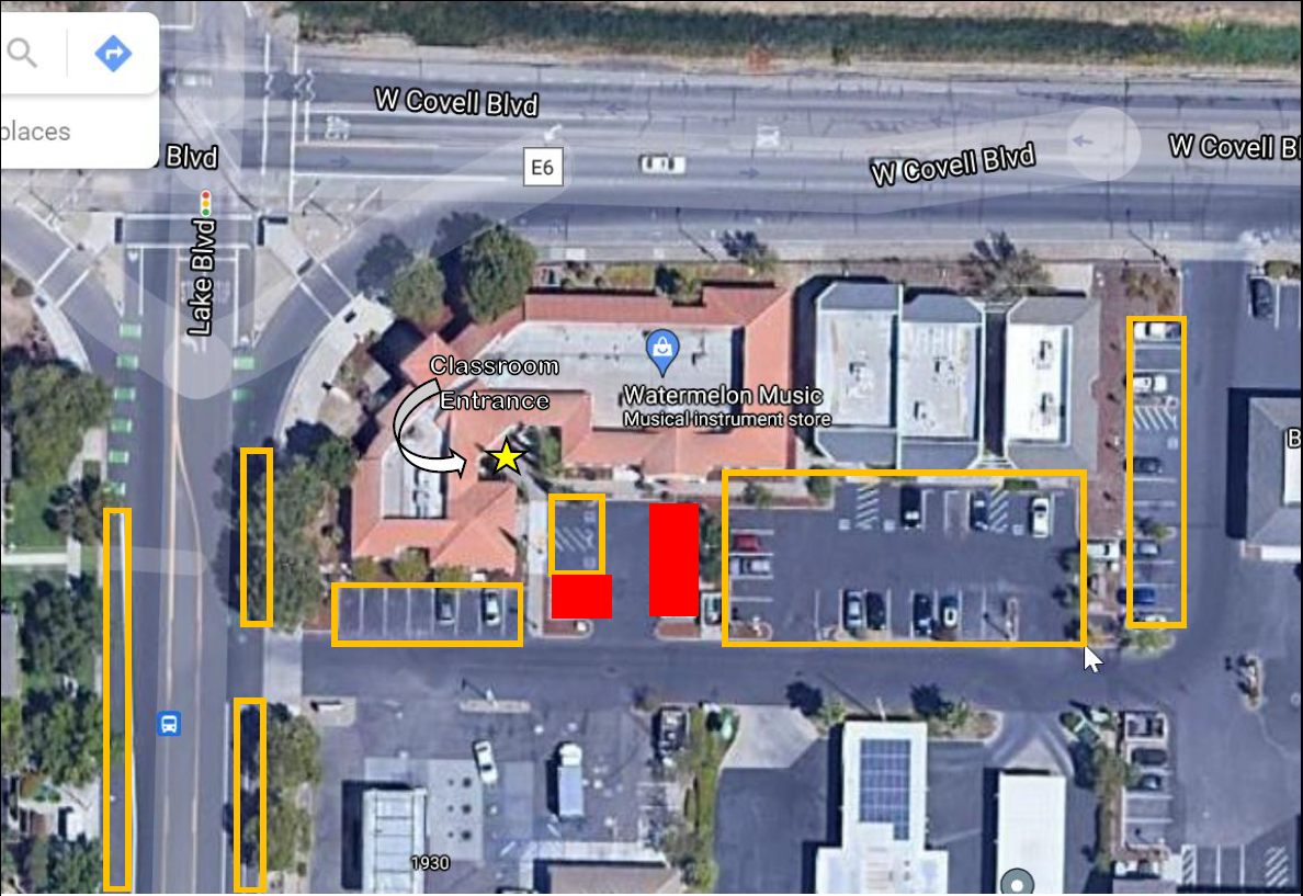 OLLI watermelon music parking diagram for winter 2023