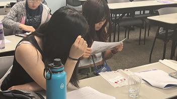 UC Davis pre-college students study their blood type in the classroom