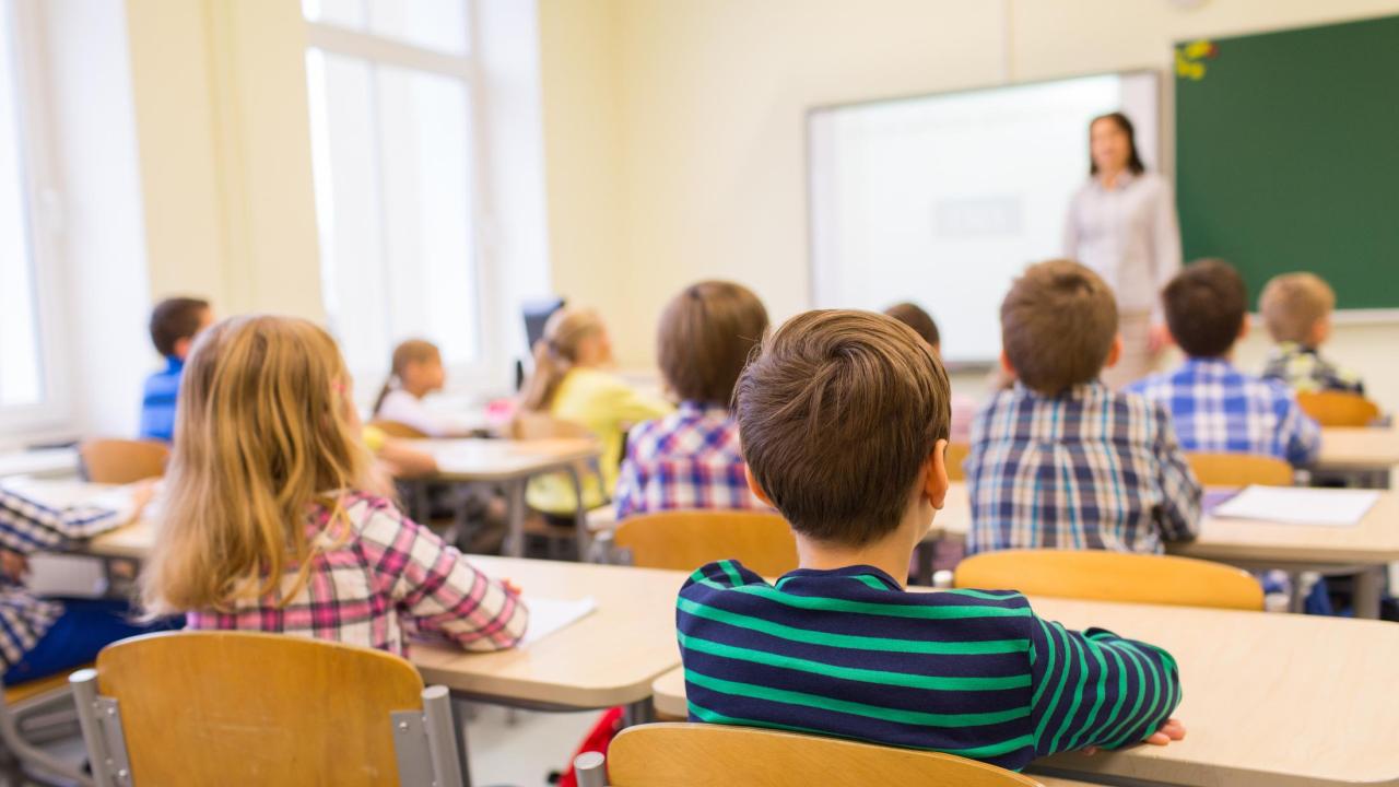 teacher in front of class of young children