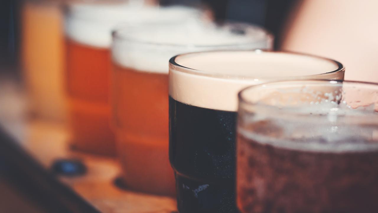 closeup of flight of beer