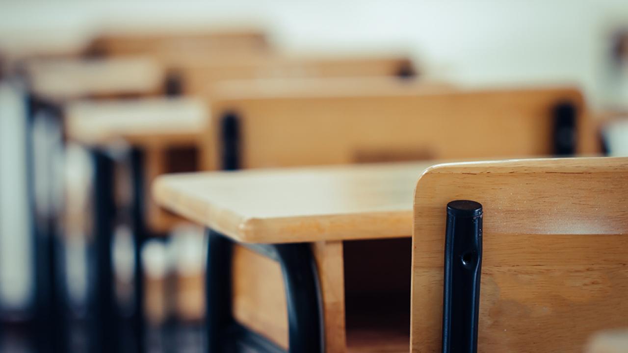 empty chairs in a classroom