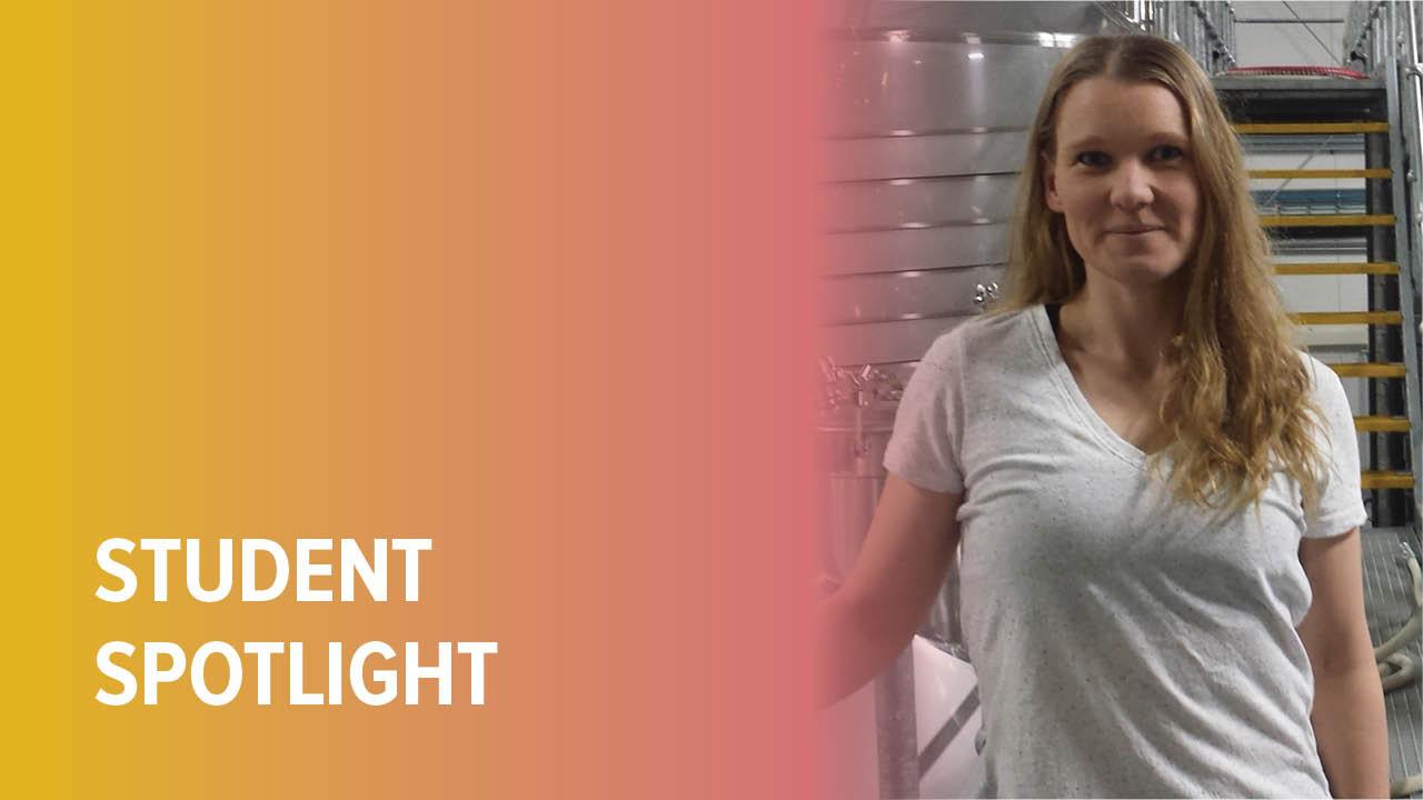Winemaking Certificate grad Sanne Poulsen in winery