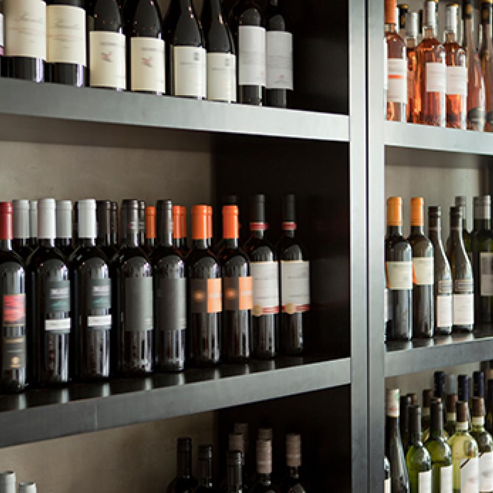 wine bottles in market