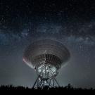 radio telescope in night sky