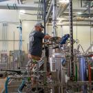 UC Davis online Master Brewers student Greg Dedicke in the UC Davis Pilot Brewery