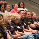 food professionals from California school districts sit and listen to a presentation during a training event