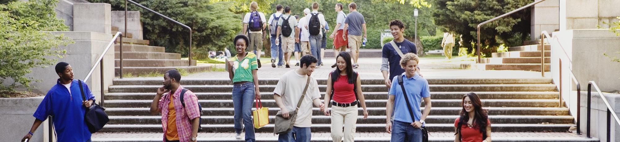 college students walking on campus