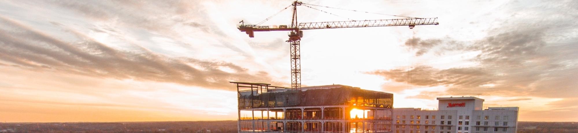 skyline showing construction site and crane