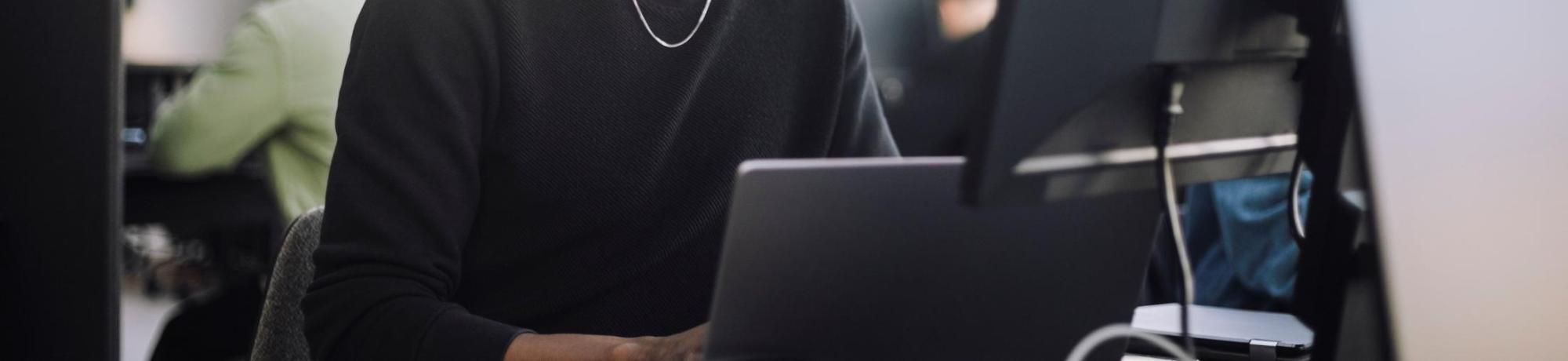 man working on computer