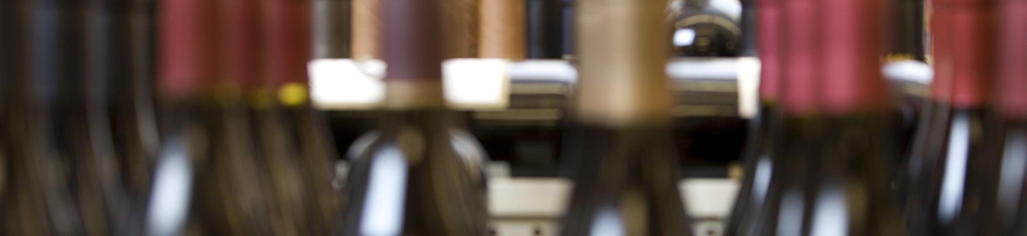 wine bottles on shelf