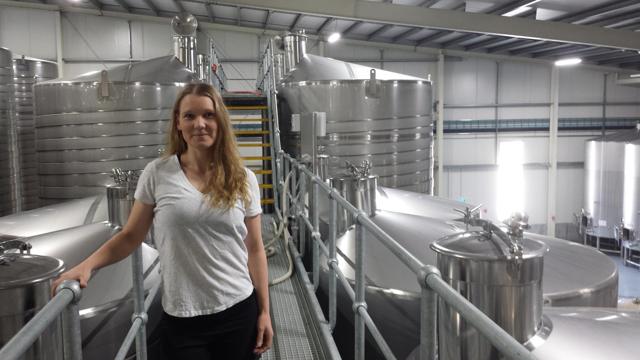 Winemaking Certificate grad Sanne Poulsen in winery